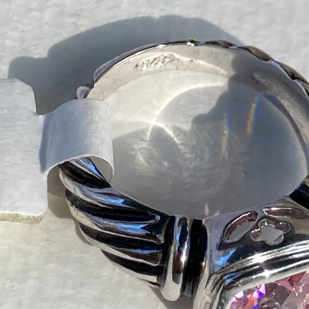 NWT pink faceted CZ gem in sterling silver braided setting ring - Picture 8 of 8